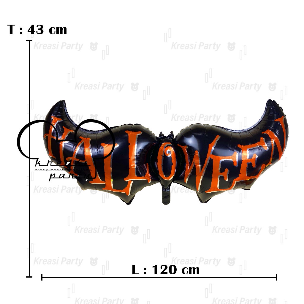 Balon Foil Kelelawar jumbo / Balon Karakter Halloween / Balon Hallowen