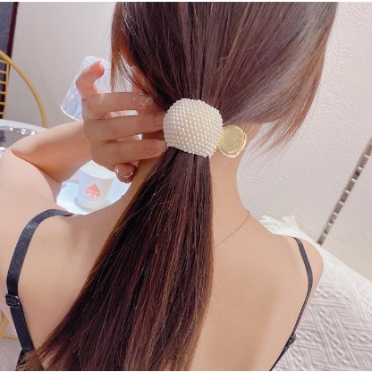 Jepit Rambut Ponytail Bahan Alloy Aksen Mutiara Berlian Imitasi Gaya Korea Untuk Wanita