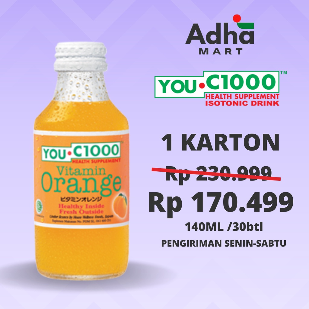 

ADHA MART YOU C 1000 Vitamin 140ml Orange Lemon Mangga