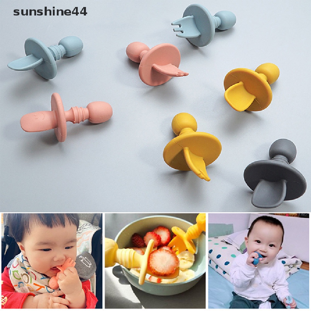 Sunshine 2pcs / Set Sendok Makan Bayi Bahan Silikon