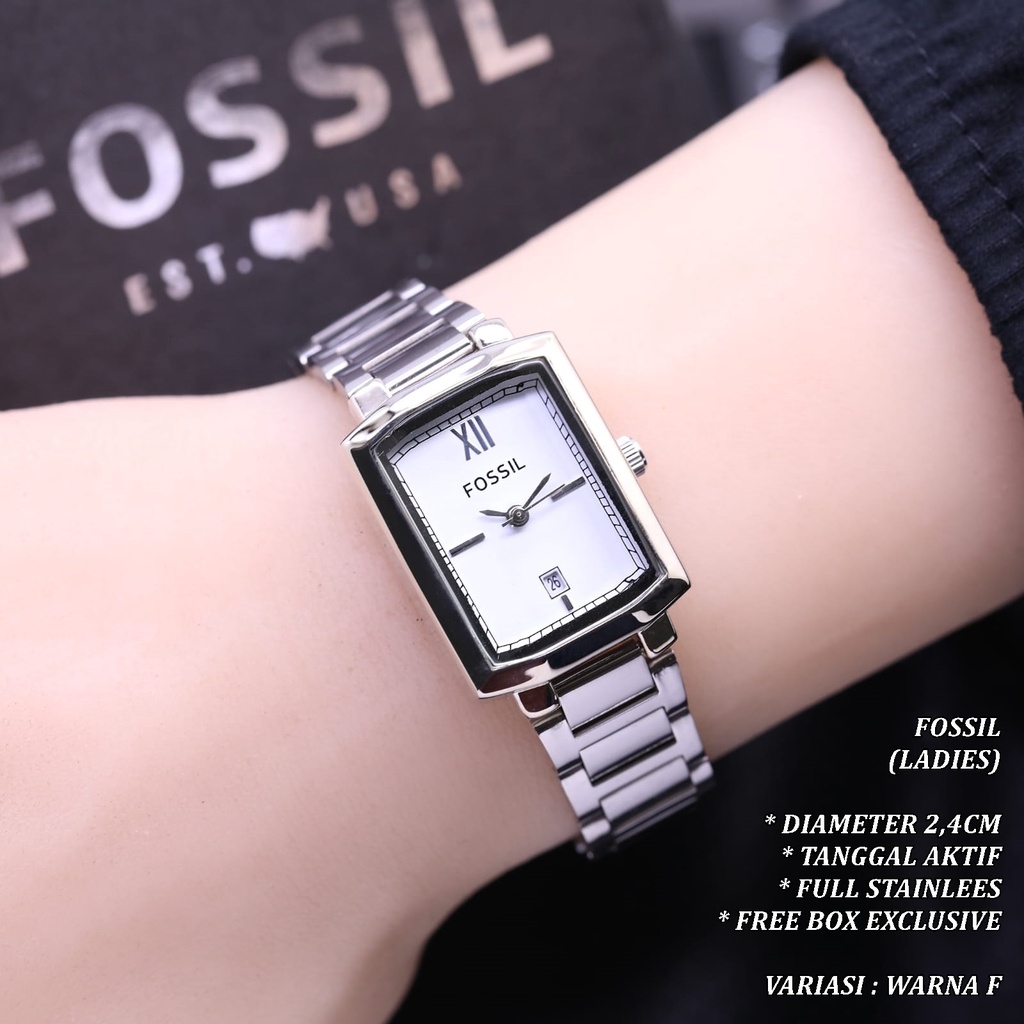 (FREE BOX) JAM TANGAN WANITA FASHION FULL STAINLEES TANGGAL AKTIF