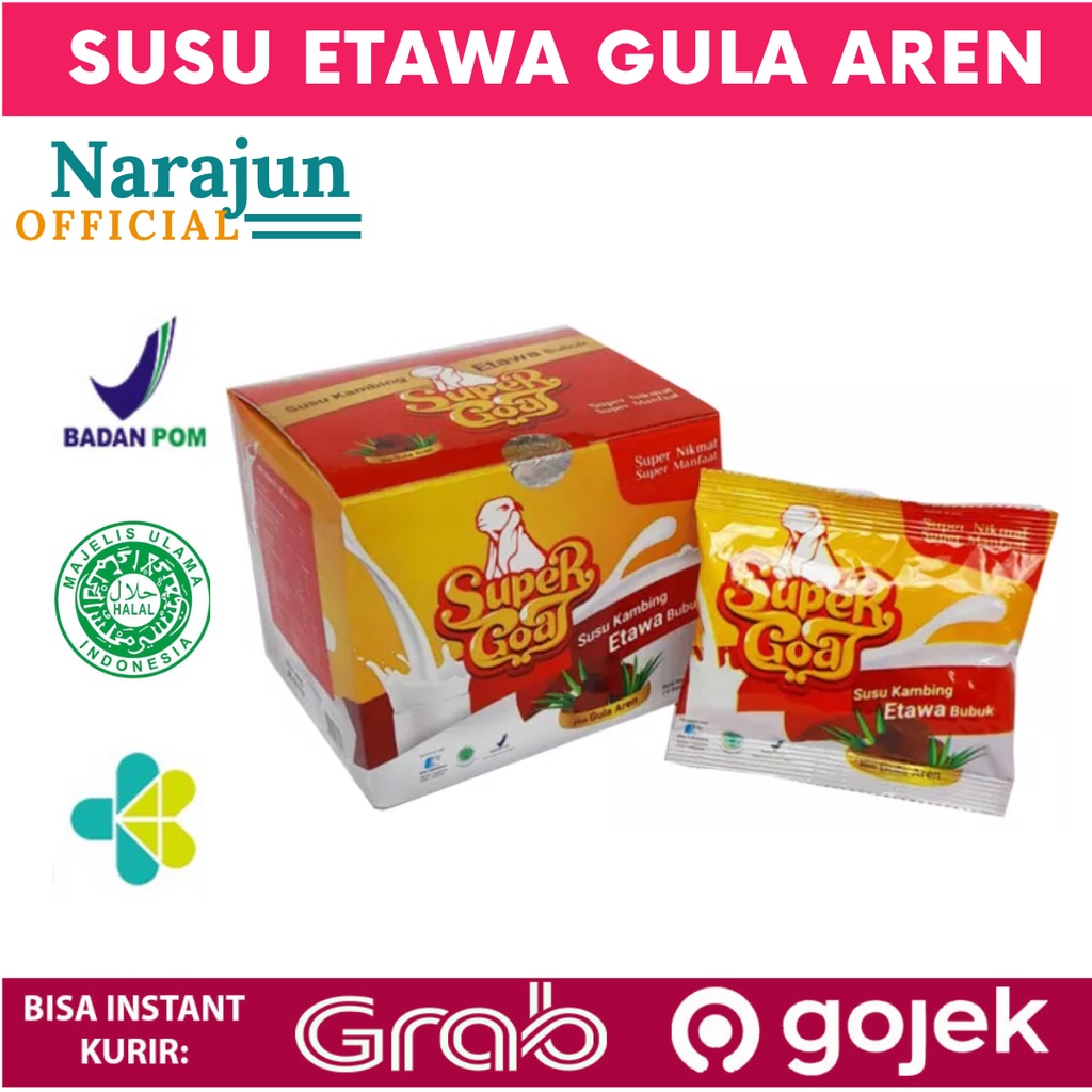 

SUPER GOAT SUSU KAMBING ETAWA DENGAN GULA AREN 1 BOX ISI 10 SACHET