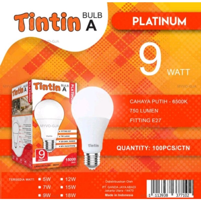 Led Tintin Platinum 9watt ( Paket Grosir 10 pcs )