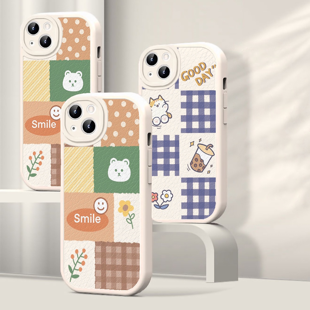 Case Pelindung Lensa Bentuk Bulat Motif Beruang Bunga Bahan Silikon Untuk iPhone 11 / 13 14 Pro Max 11 12 Pro Max 7 8 14 Plus X XS Max XR SE 2020 2022