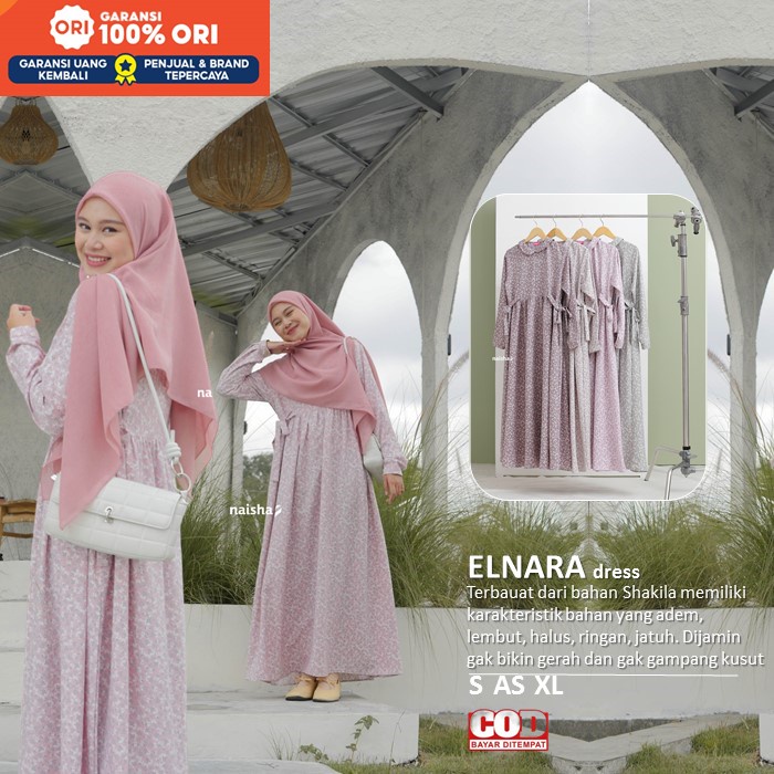 Dress Remaja Kekinian Muslim Bahan Shakila Motif Bunga Busui Friendly S AS XL
