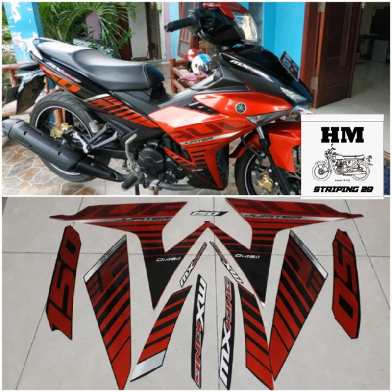 STIKER STRIPING LIS BODY YAMAHA JUPITER MX KING 150 2015 2016 MERAH ORIGINAL