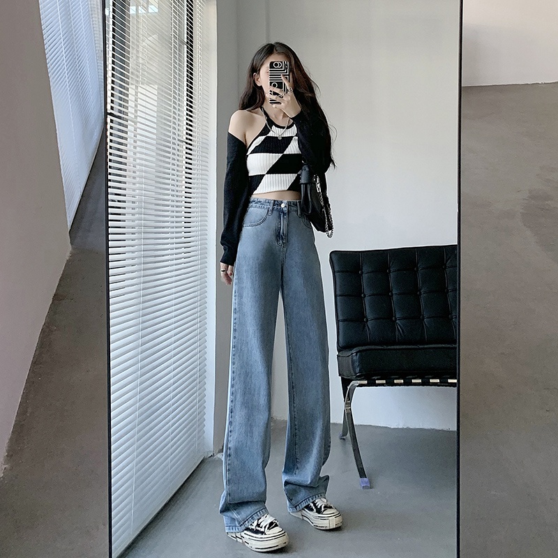 Highwaist Kulot Celana Jeans Wanita Loose Fashion Korean