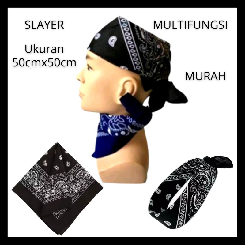 Slayer Kain Bandana Multifungsi Motif Batik Tepi Obras Bahan Katun Ringan 50 x 50 cm