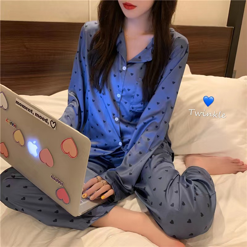 New Korean Cute Wind Ice Silk Pajama Set/Outwardly Wearable Household Suit