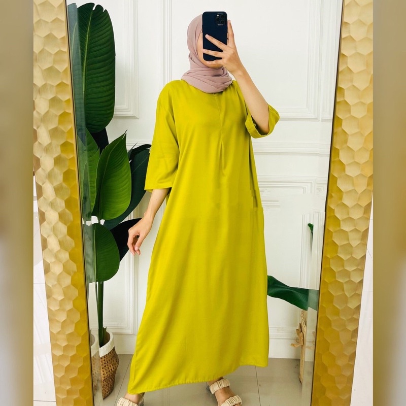 Daster Lengan Panjang Polos Rayon Busui Friendly