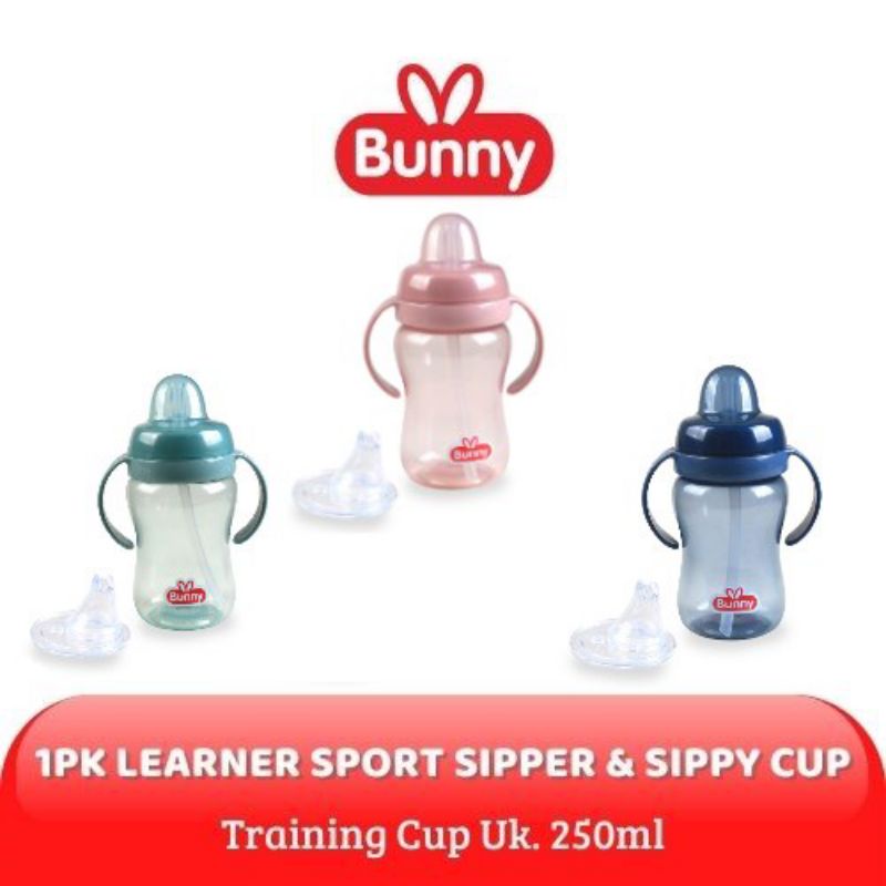 ADG-008 LustyBunny Training Cup Baby 250ml / Sippy Cup Spout dan Straw / Gelas Botol Minum Bayi