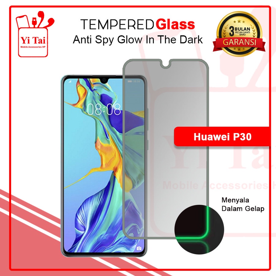 YI-TAI TEMPERED GLASS PREMIUM SPY GLOW IN THE DARK HUAWEI P20 PRO HUAWEI P20 HUAWEI P30 LITE HUAWEI P30 HUAWEI P40 WHITE_CELL