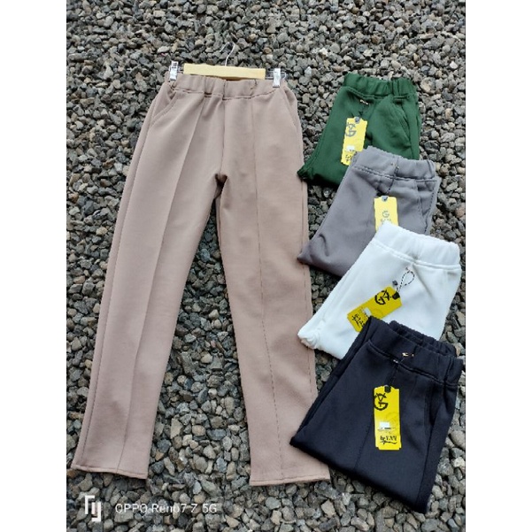 Celana Pensil Basic Pants Celana Kerja Wanita Pinggang Karet Casual Dan Simple Ootd Kekinian