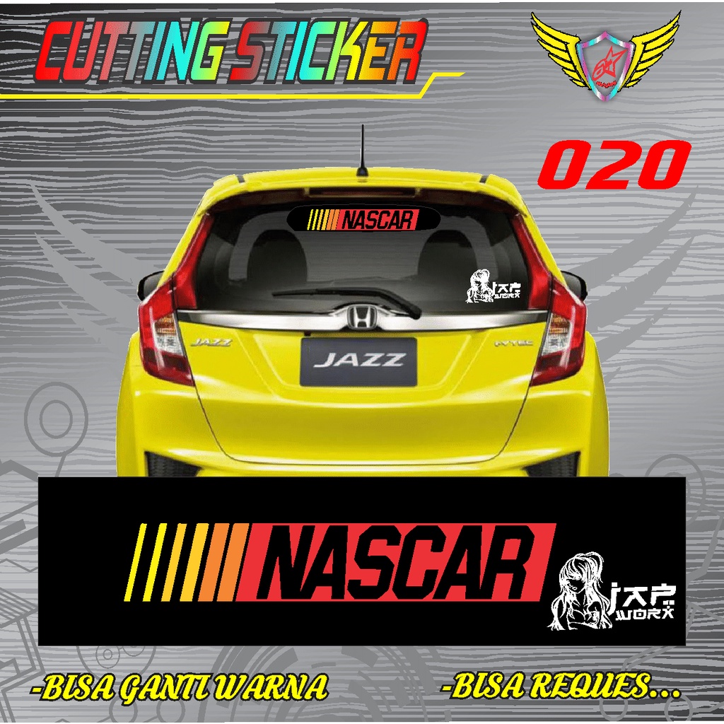 #STICKER MOBIL# #STICKER KEREN# #STICKER TERLARIS# STICKER "NASCAR" KACA BELAKANG -020