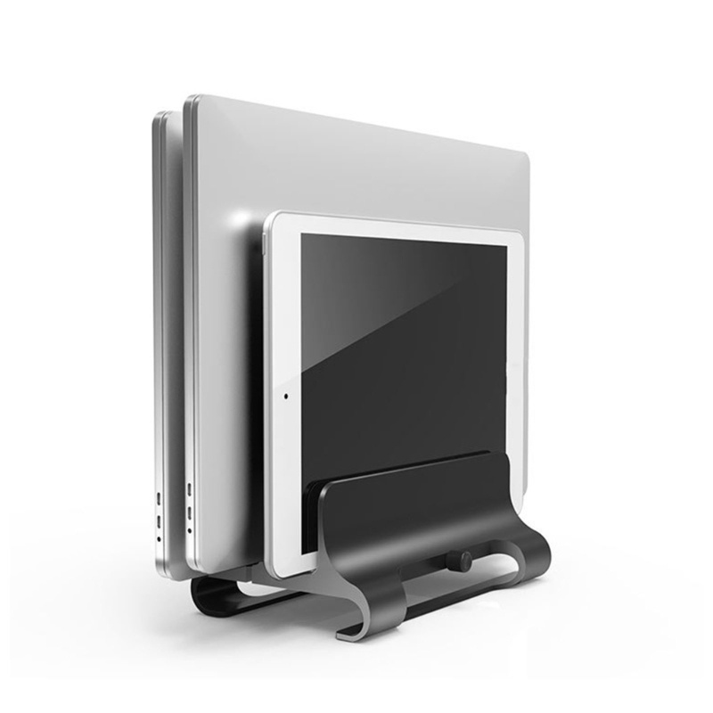 Rak Stand Holder Laptop Vertikal 3 Slot Bahan Aluminum Untuk Laptop 12-32mm / 0.47-1.25 &quot;