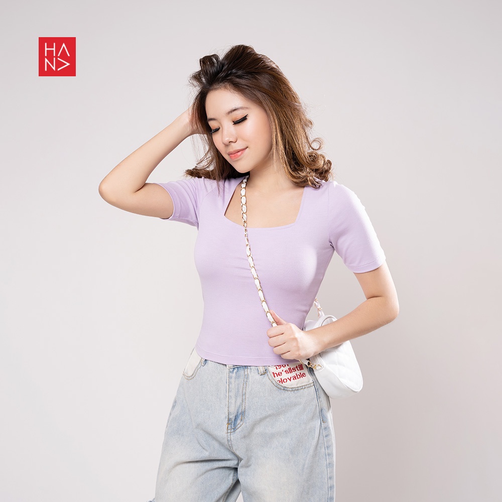 Hana Fashion - Martina Basic  Kaos / T-shirt Crop Wanita / Crop Top Korea - TS177