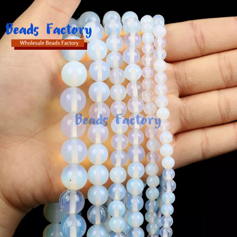 Batu alam bulat Moonstone 4mm - 10mm Kuarsa Batu Terang Bulan