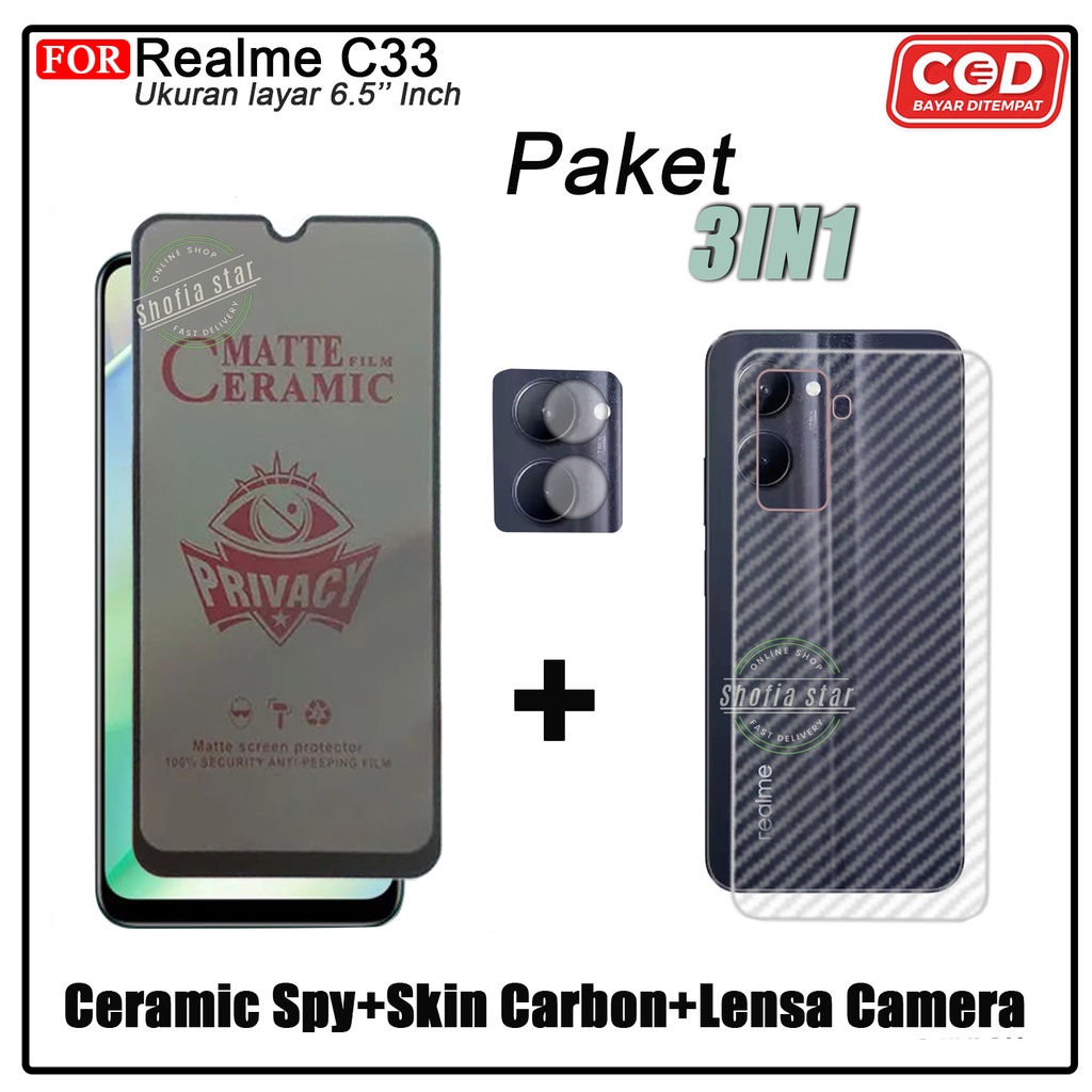 PAKET 3IN1 Tempered Glass Matte Realme C33 C55 C35 C31 10 4G NARZO 50 5G 50A PRIME 50I PRIME Anti Glare Full Cover Protect Camera