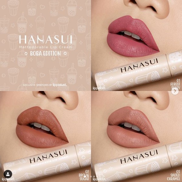 HANASUI mattedorable lip cream Boba edition