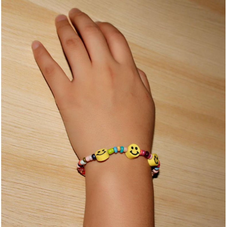 Gelang Manik Wanita Rainbow Smile Mix Beads Warna Campur Pelangi Bohemian Fancy