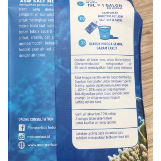 

GROSIR ASW Salt Mix Reef Salt Garam Laut Sintetis Monster Laut Monsterlaut 800gr !!