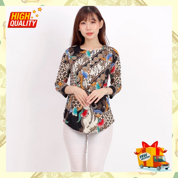 Bju Kerja Perempuan Atsan Remaja Kekinian Atasan Wanita Terbaru Baju Batik Kekinian Blouse Dewasa Ca