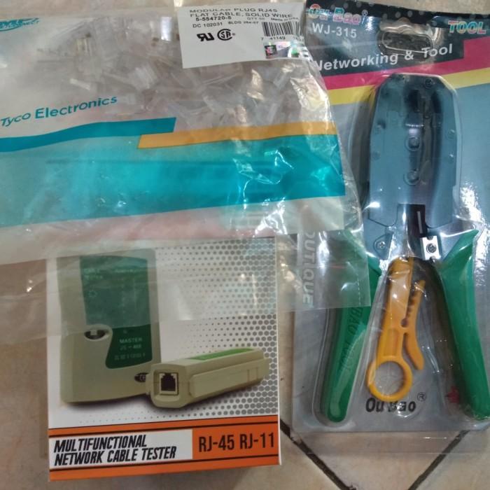 Paket Crimping Tool RJ45 AMP 1 pack Lan Tester Paket Belajar 3 in 1