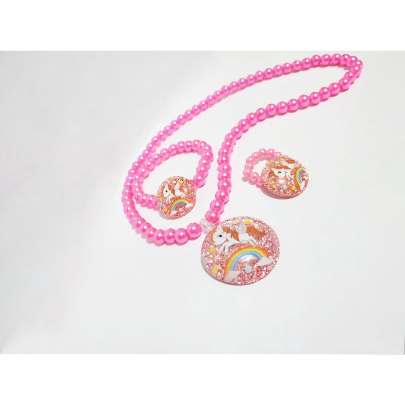 CPM03 Kalung Gelang Cincin Plastik Mix Unicorn Oval