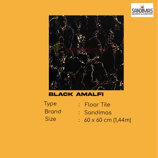 Sandimas Granite Lantai / Granit Dinding Black Amalfi 60x60