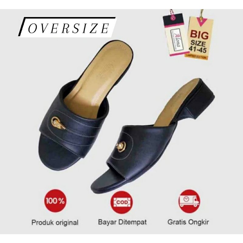 Sandal Wanita Dewasa MK-144 Ukuran Besar 41.45 Sendal IBU2 Oversize Hitam JUMBO