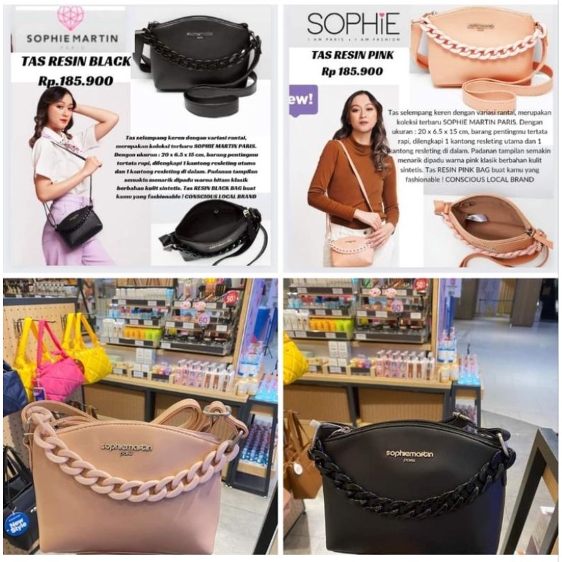 TAS RESIN BLACK&TAS RESIN PINK TAS SELEMPANG WANITA SOPHIE MARTIN ORIGINAL TERBARU SOPHIE PARIS PROM