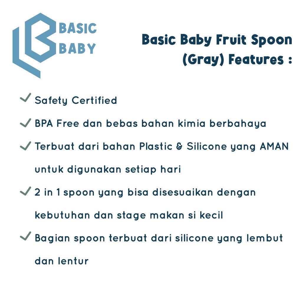 Basic Baby 2 in 1 Multi Feeding Spoon : 2 Shape Sizes - Gray