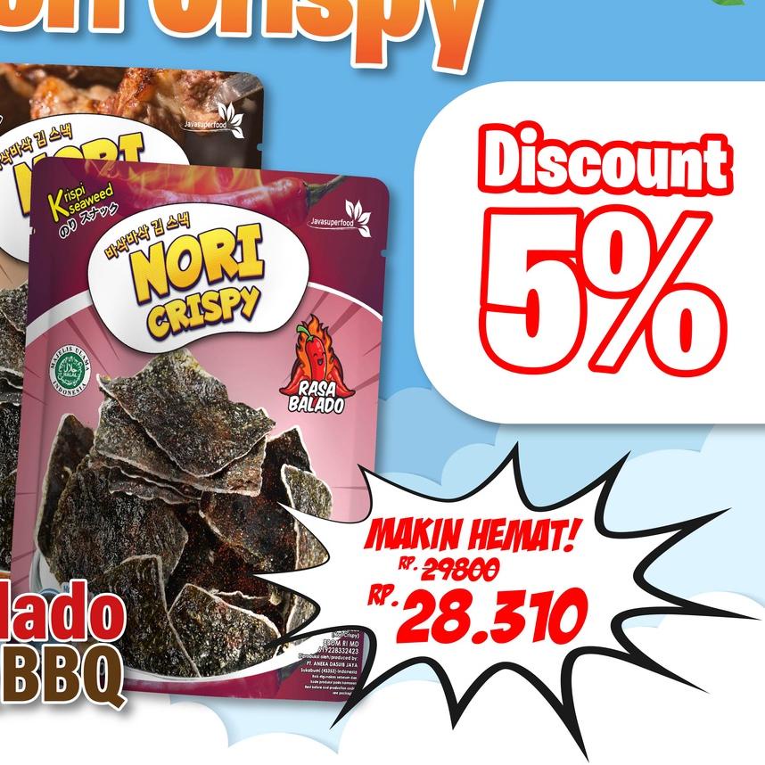 

Trend ✼ [Paket ] Nori Crispy Seaweed Snack Rumput Laut Panggang Halal 30g - Rasa BBQ & Balado+