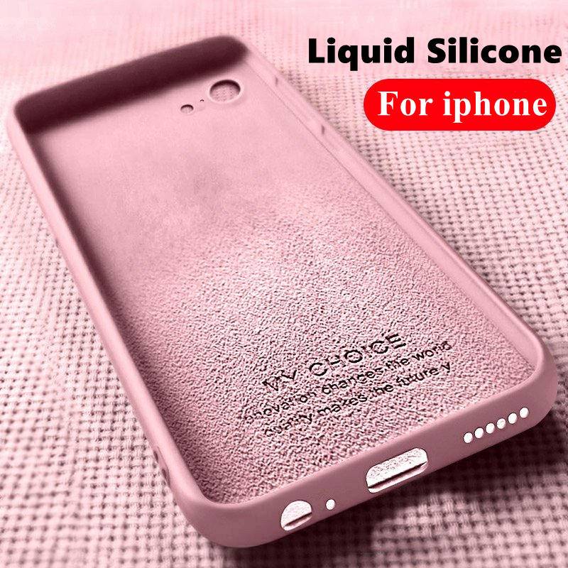 Soft Case Bumper Silikon Cair Untuk iPhone 6 6s 7 8 Plus SE 2020 2022 13 12 11 Pro Max Mini