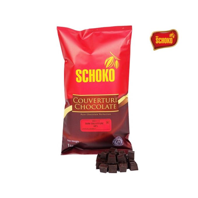 

[COD] SCHOKO Dark 60% Couverture Cube - 1 Kg / Coklat Kovertur Bentuk Dadu [COD]