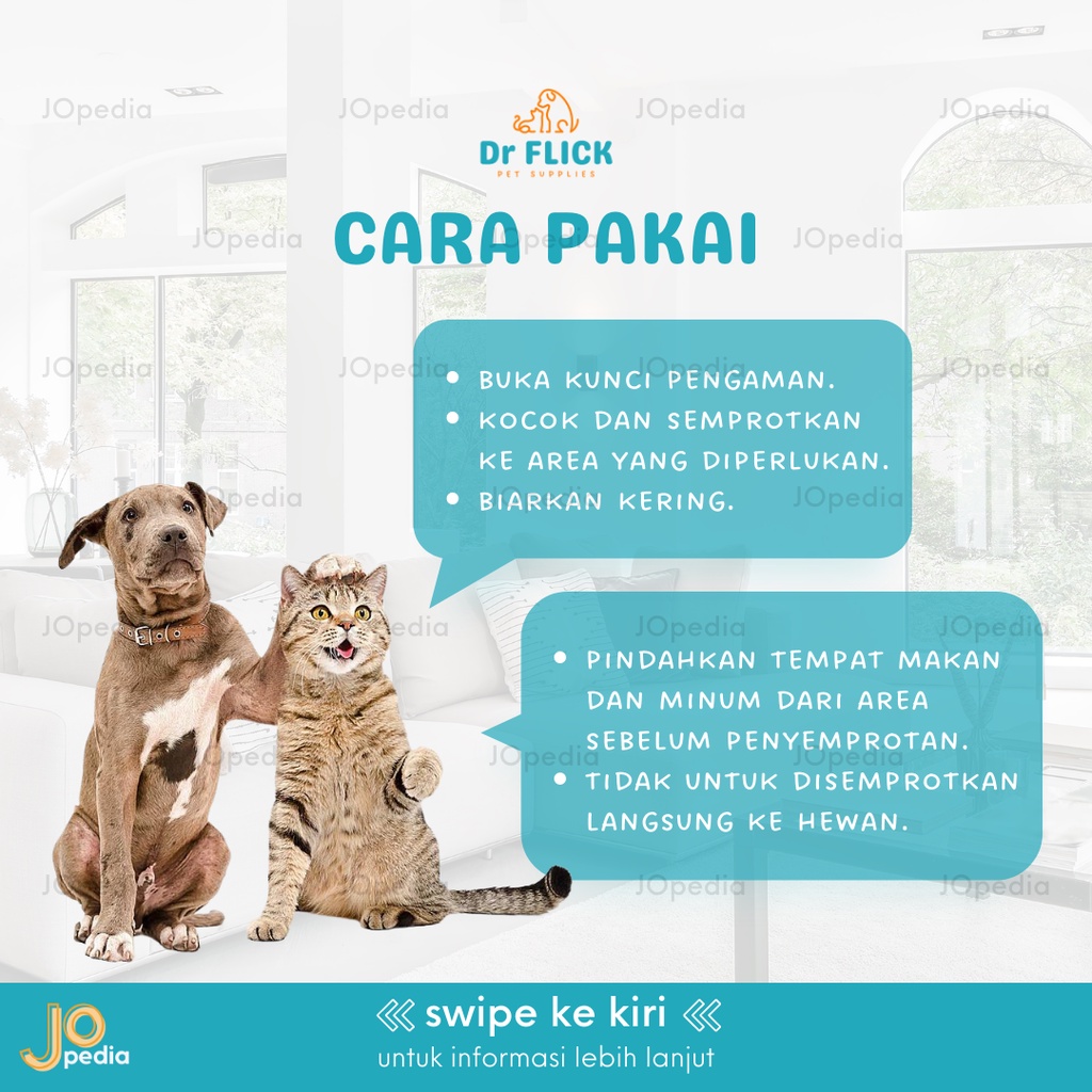 Dr FLICK PET ODOR REMOVER Penghilang Bau Kotoran Kucing Anjing Spray Kandang Kencing Pup Poop Anti Bakteri