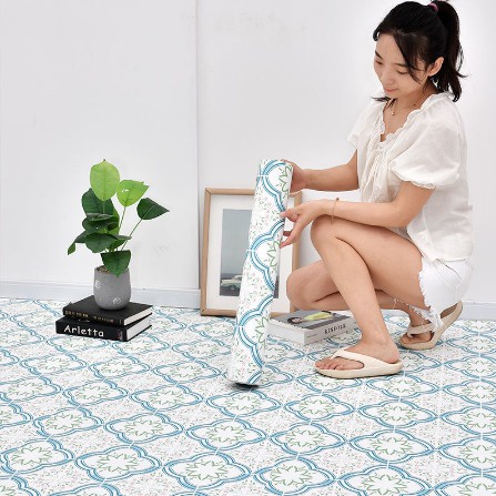 Lantai PVC Stiker Perekat Diri 2 Meter Stiker Lantai Kamar Mandi Tahan Air Wallpaper Kamar Mandi Din