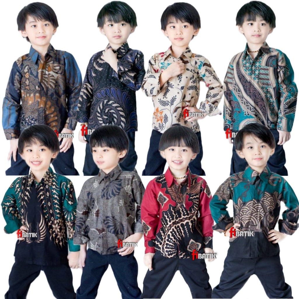 Baju batik anak laki-laki lengan panjang umur 2-13 tahun bisa buat sekolah hari batik