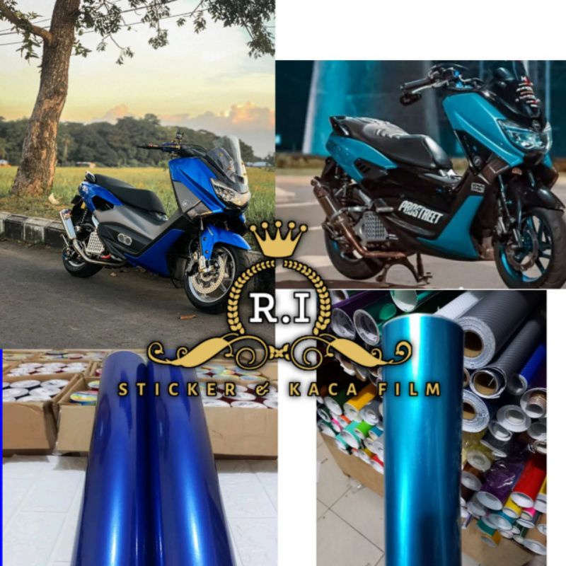 sticker biru muda metalik, skotlet metalic biru muda