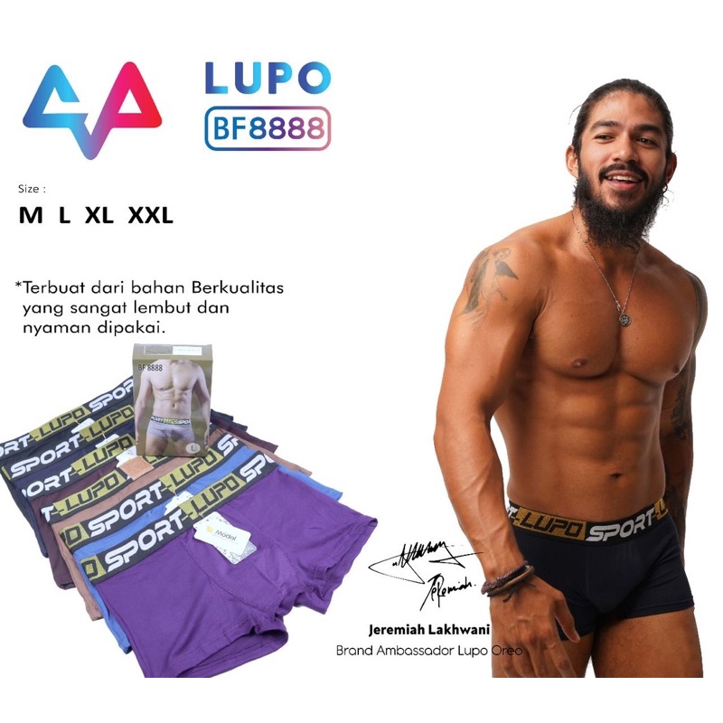 (3pcs) celana dalam pria LUPO BF 3898 8888 sport MODAL boxer termurah original