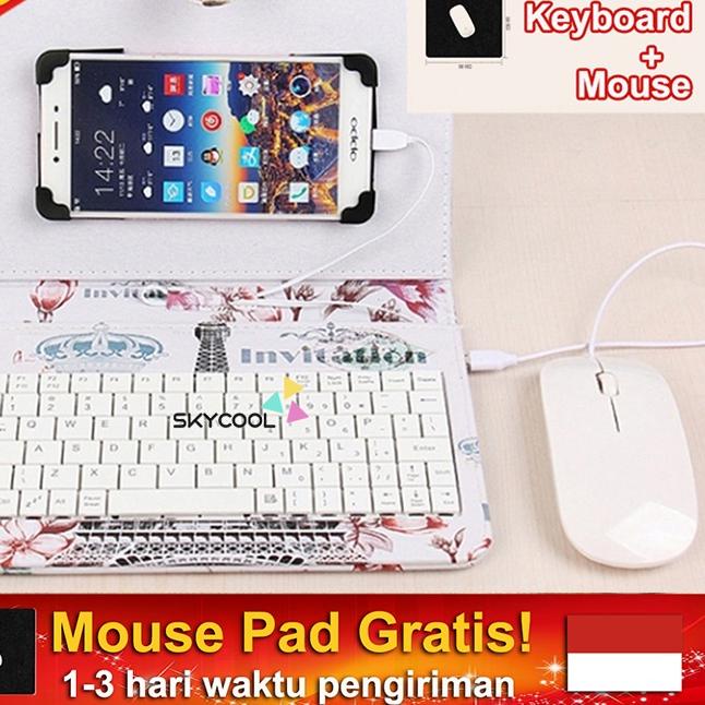 Paling Dicari Portable Keyboard dan mouse untuk hp Android dengan Lucu PU Kulit Kasus Mini Keyboard 