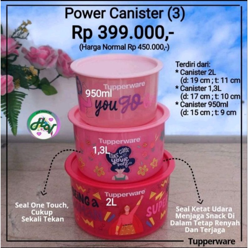 toples snack kue tupperware daisy canister (3 pcs)
