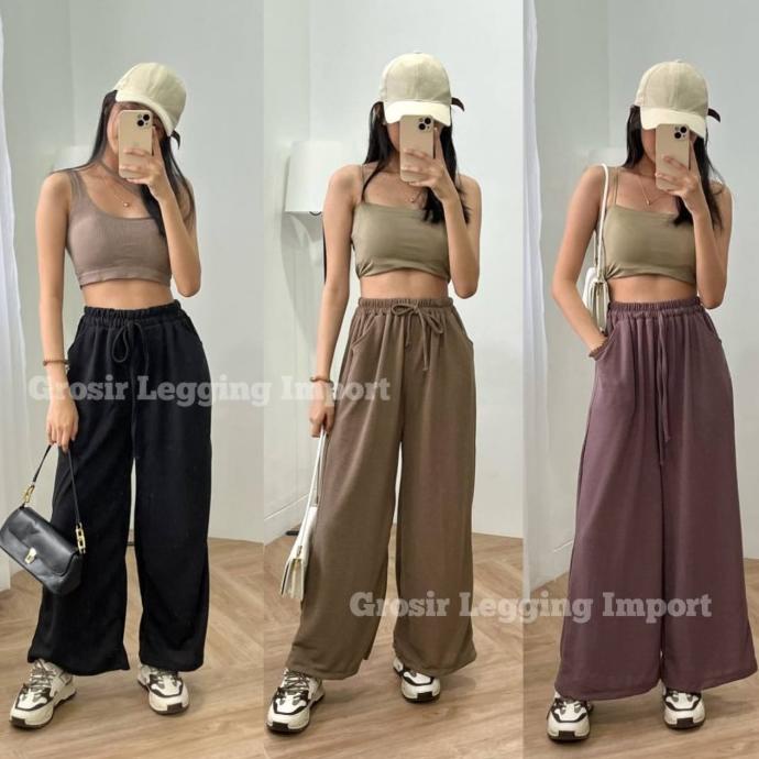 Ruby Waffle Pants - Celana Kulot Wanita Jumbo Big Size Cullote Bigsize Termurah