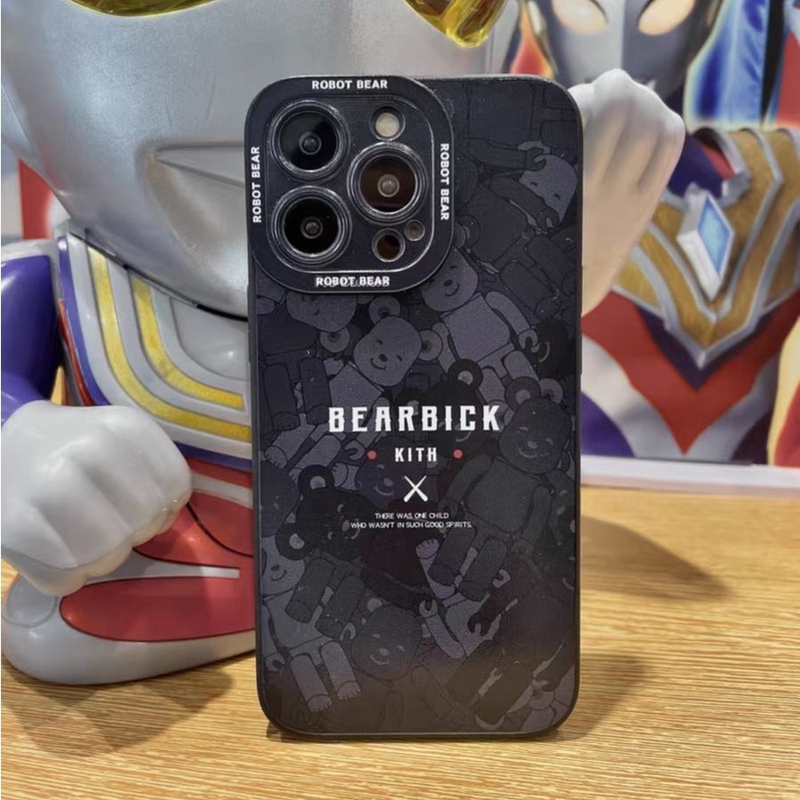 Ins Casing iPhone 14 14pro 14Plus 14prm 13 13pro 13prm 11 7Plus 8Plus Xr XS 12pro Max Motif Beruang Hitam