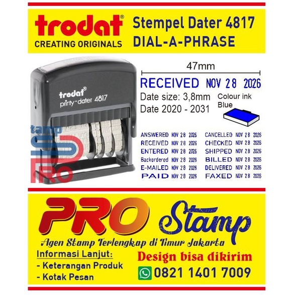 

Hari Ini Stempel Tanggal Trodat Printy Dater 4817 Phrases & Dater Stamp Promo