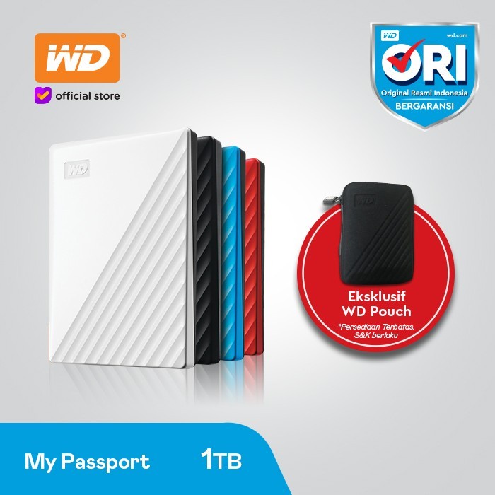 Hard Disk Fs Wd My Passport New 1Tb - Hardisk Eksternal 2.5" Usb 3.0 Free Pouch