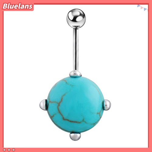 Bluelans Round Turquoise Silver Plated Belly Ring Barbell Navel Body Piercing Jewelry