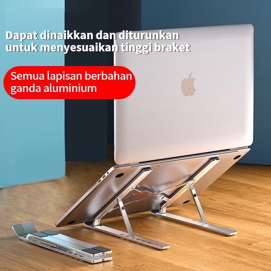 Laptop Stand Holder Aluminium Portable Dudukan laptop Tablet ipad macbook Aluminium Multifungsi adjustable 7 Level Adjustment High Quality Anti Slip