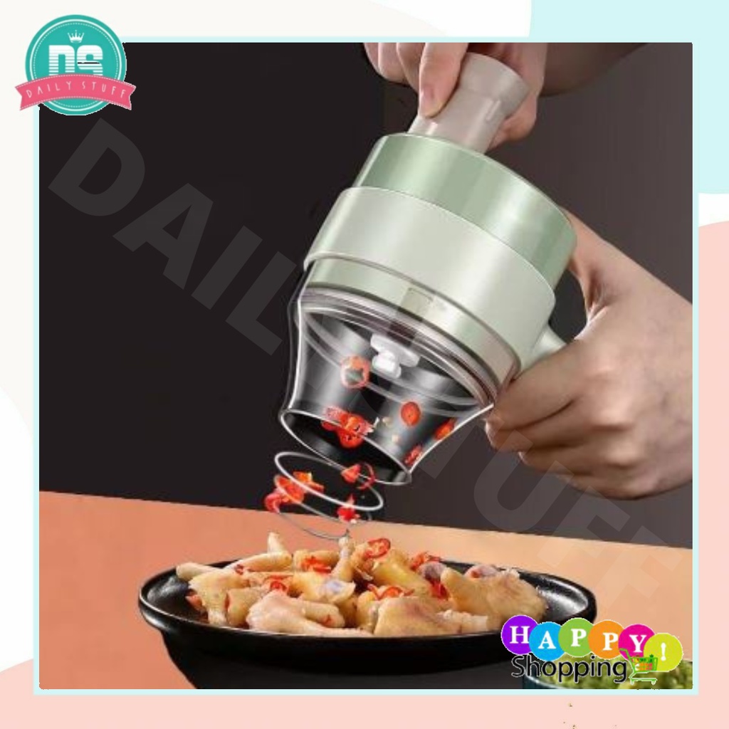 DS SS33 Set Mesin Pemotong Sayuran 4 in 1  Food Chopper Electric Handheld Cooking Hammer USB Charging / Vegetable Cutter Blender Multifungsi