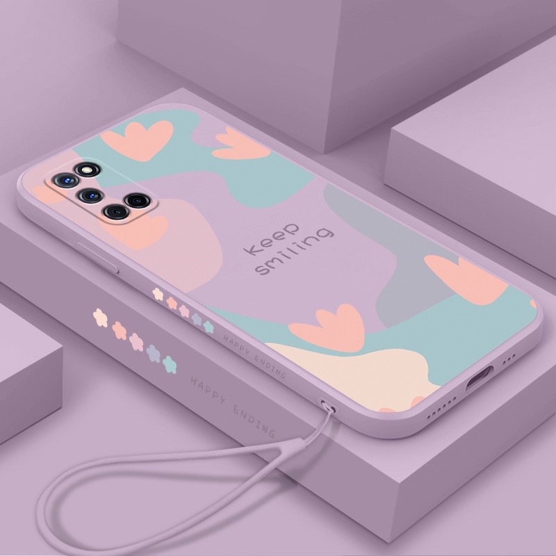 RINGO CASE Keep Smiling Pastel Side Case +Wrist Strap - Casing HP Soft Silikon Motif Bunga Tulip Abs